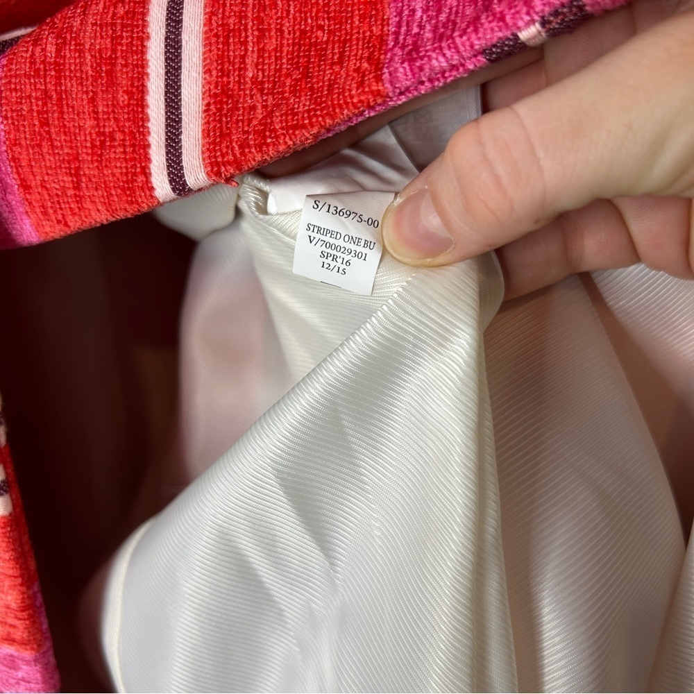 Banana Republic Pink Stripe Collarless Coat Blazer Size Small Petite - Picture 11 of 14